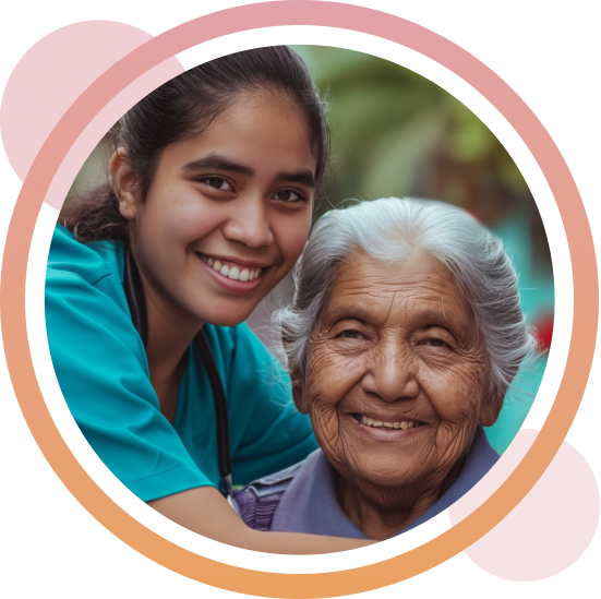 Banner image of a health care provider with an elderly person.